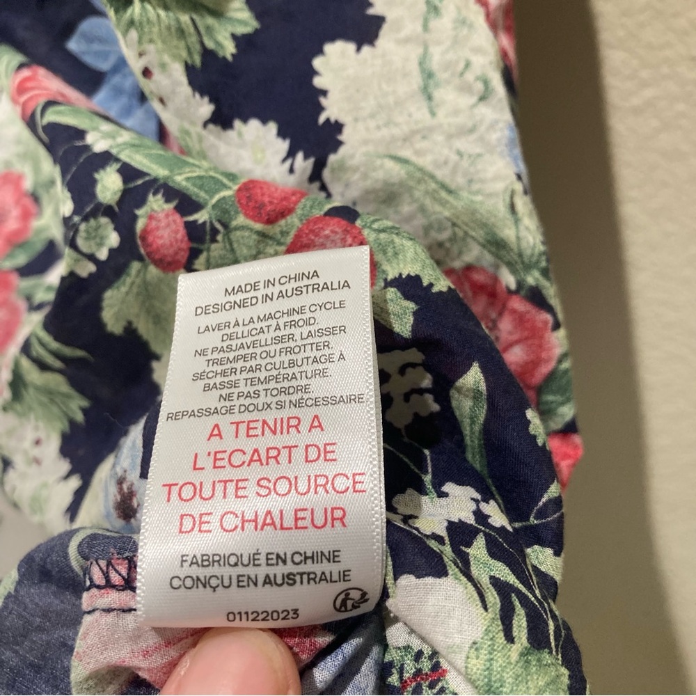 Floral Print Cotton Papinelle Chemise - Navy and Pink XL - Picture 10 of 13